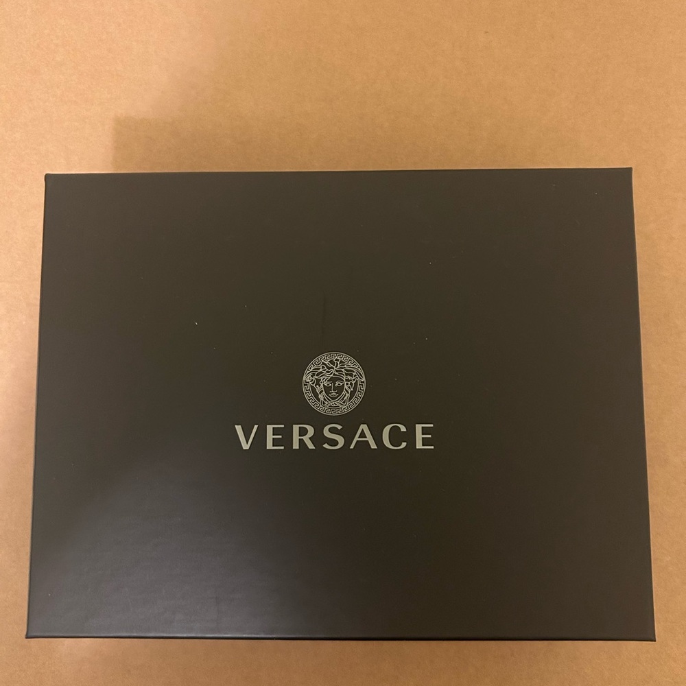 Versace Greca Goddess Fabric/Leather Wallet on Chain
